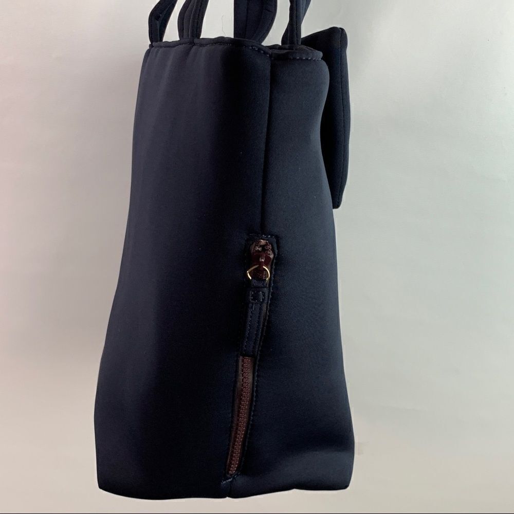 Stella & Dot Navy Blue Bow Front Nylon Tote Bag purse organizer designer - Picture 4 of 11